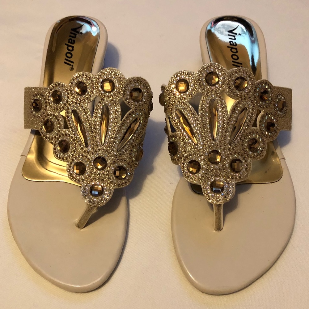 Vnapoli Bejeweled Sparkly Slide-In Sandals